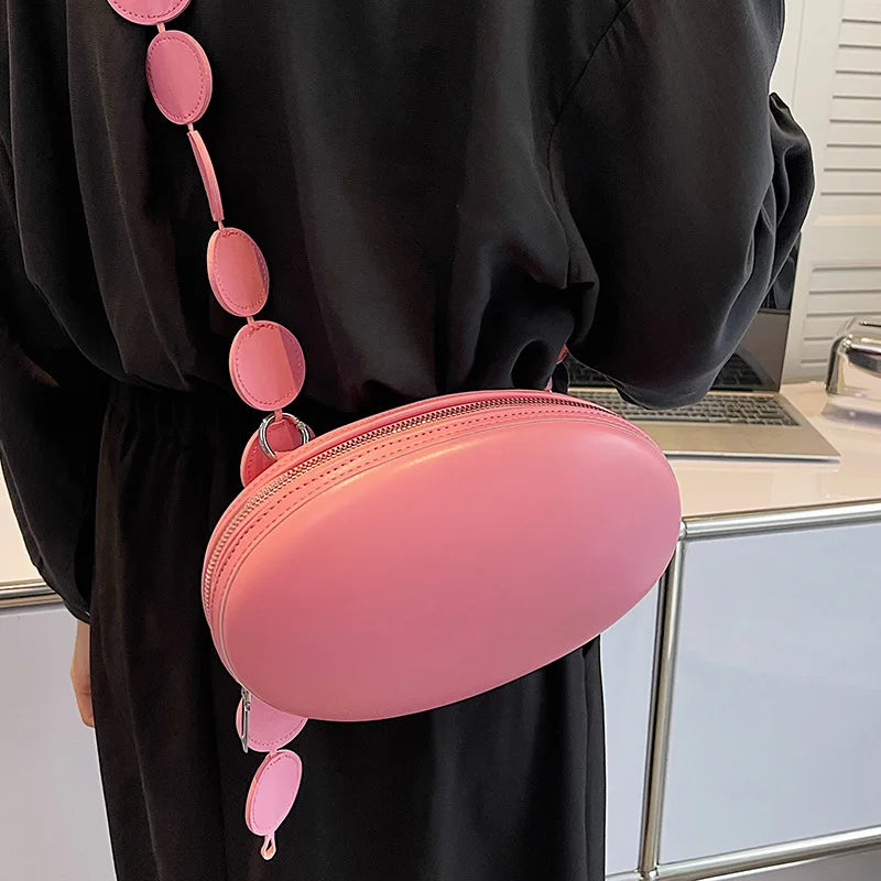 Circular Shoulder Bag Egg Shape Crossbody Messenger Bag