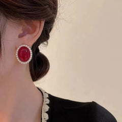 Metal Pearl Earrings Studs European American Style