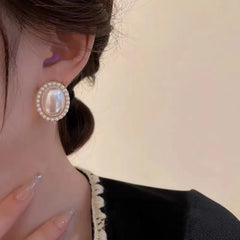 Metal Pearl Earrings Studs European American Style
