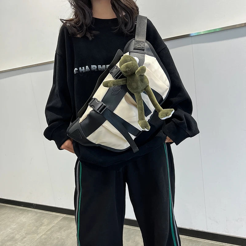 Oversize Fanny Pack Canvas Chest Bag Phone Purse Waist Bag