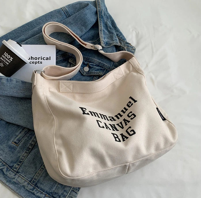 Large Canvas Slouchy Sling Shoulder Bag