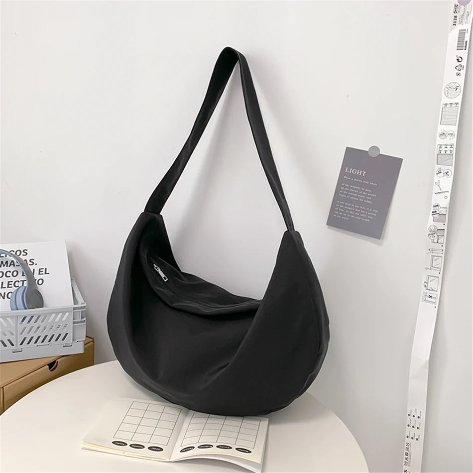 Oversized Large Capacity Women Shoulder Bag Half Moon Handbag Messenger Tote