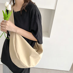 Oversized Large Capacity Women Shoulder Bag Half Moon Handbag Messenger Tote
