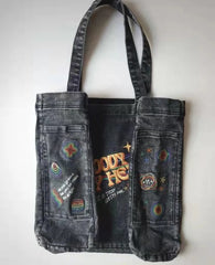 90s Y2K Style Embroidery Tote Bag Hip Hop School Laptop Work Overnight Bag