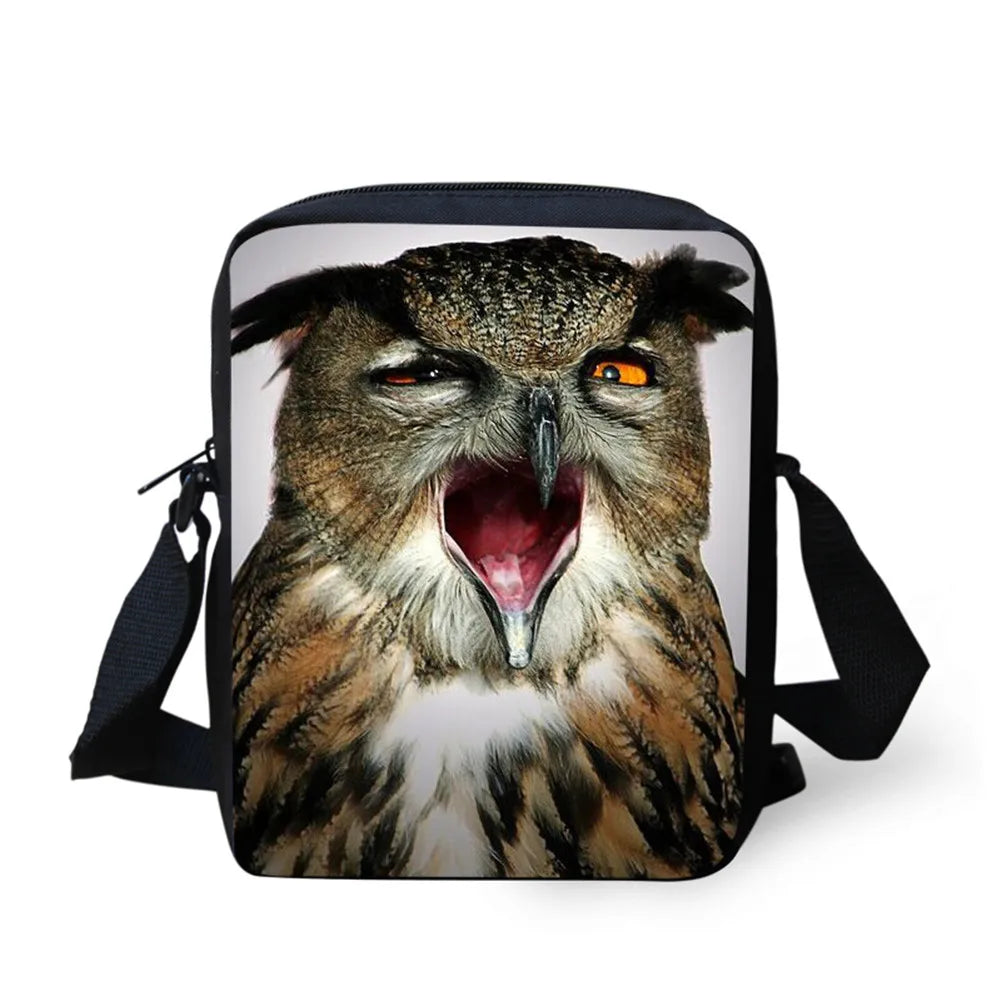 Kids Boy Owl Print Diagonal Bag Cross-body Shoulder Bag