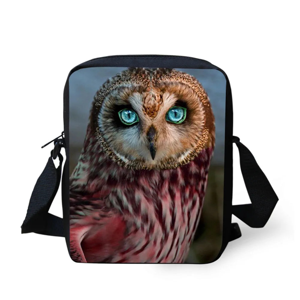 Kids Boy Owl Print Diagonal Bag Cross-body Shoulder Bag