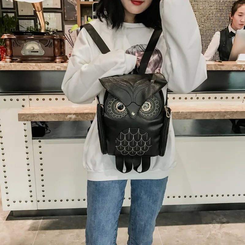 Owl Shape Embossed Shoulder Backpack Bags Satchel Travel Bag Womens' PU Backpack