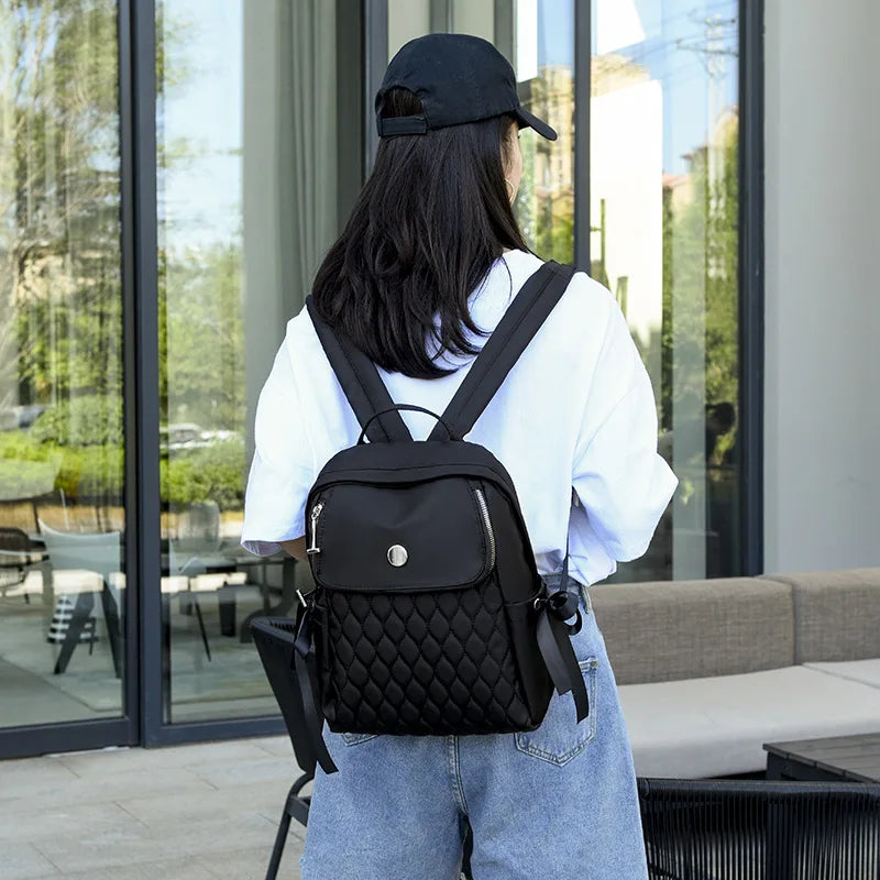 Oxford Backpack School Female Bags Solid Women Business Bags