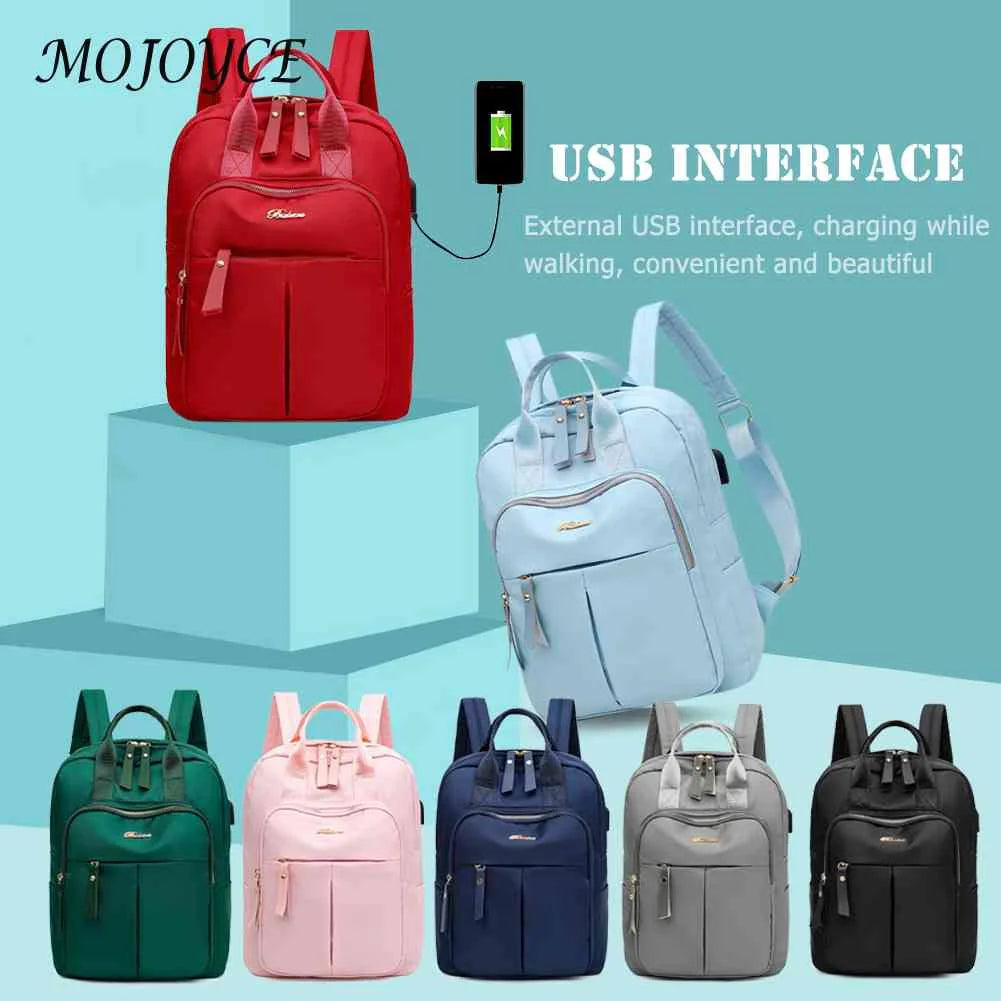Oxford Cloth Backpack USB Anti-theft Women Student Scho