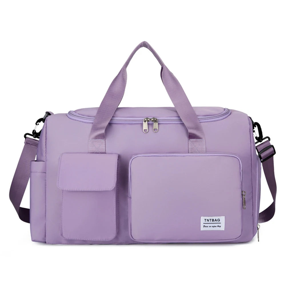 Oxford Cloth Shoulder Duffel Handbag Women Travel Sport Fitness Gym Bags