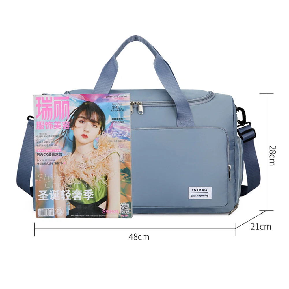 Oxford Cloth Shoulder Duffel Handbag Women Travel Sport Fitness Gym Bags