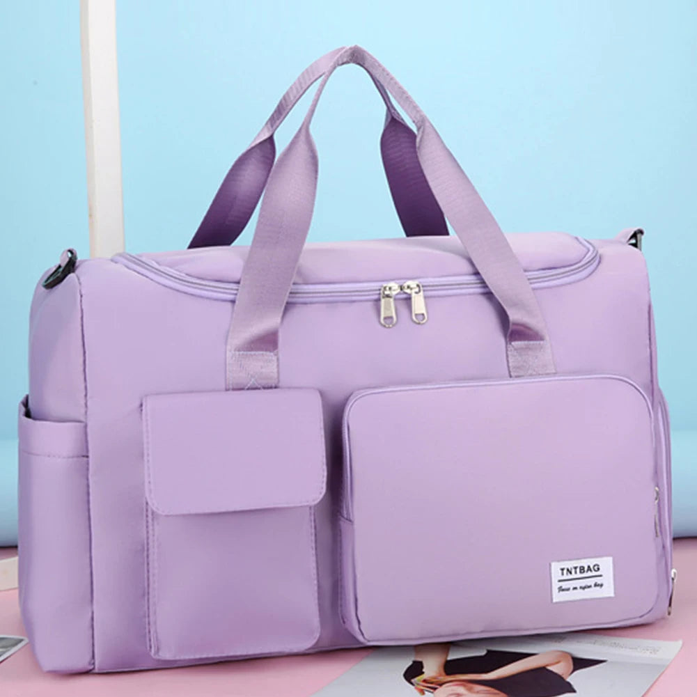 Oxford Cloth Shoulder Duffel Handbag Women Travel Sport Fitness Gym Bags