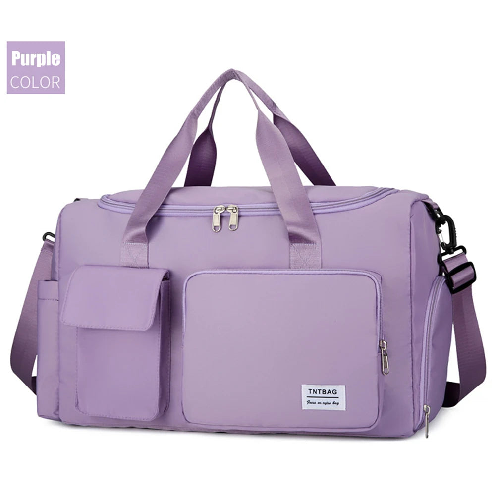 Oxford Cloth Shoulder Duffel Handbag Women Travel Sport Fitness Gym Bags