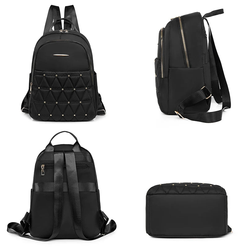 Waterproof Backpacks Rivet Student Girl Schoolbag Women's Shoulder Bags