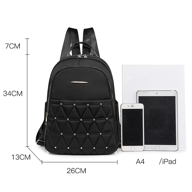 Waterproof Backpacks Rivet Student Girl Schoolbag Women's Shoulder Bags