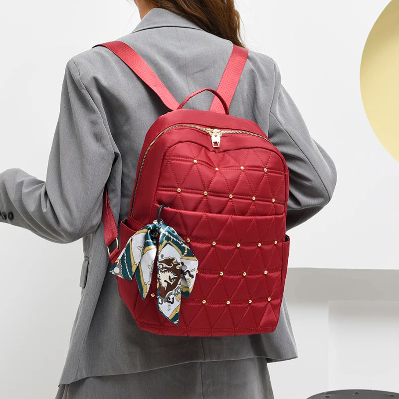 Waterproof Rhombus Backpack Large Capacity for Women