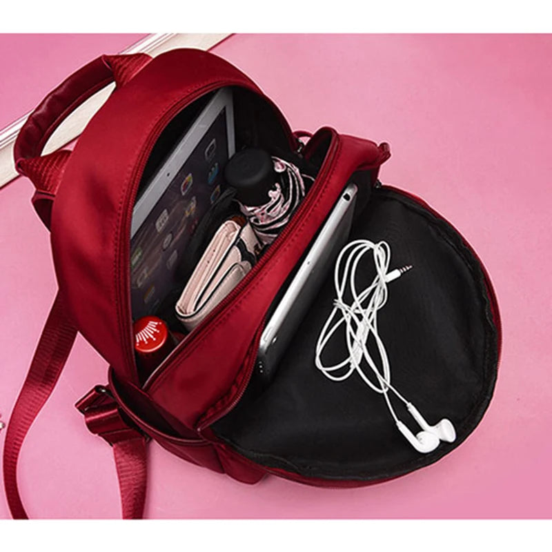 Oxford Backpacks Women Waterproof College School Bag Red