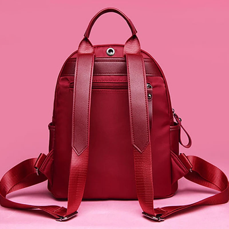 Oxford Backpacks Women Waterproof College School Bag Red