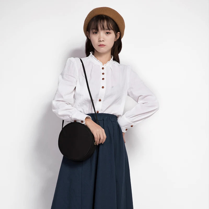 Small Round Canvas Shoulder Bag Casual Wild Fairy Bag