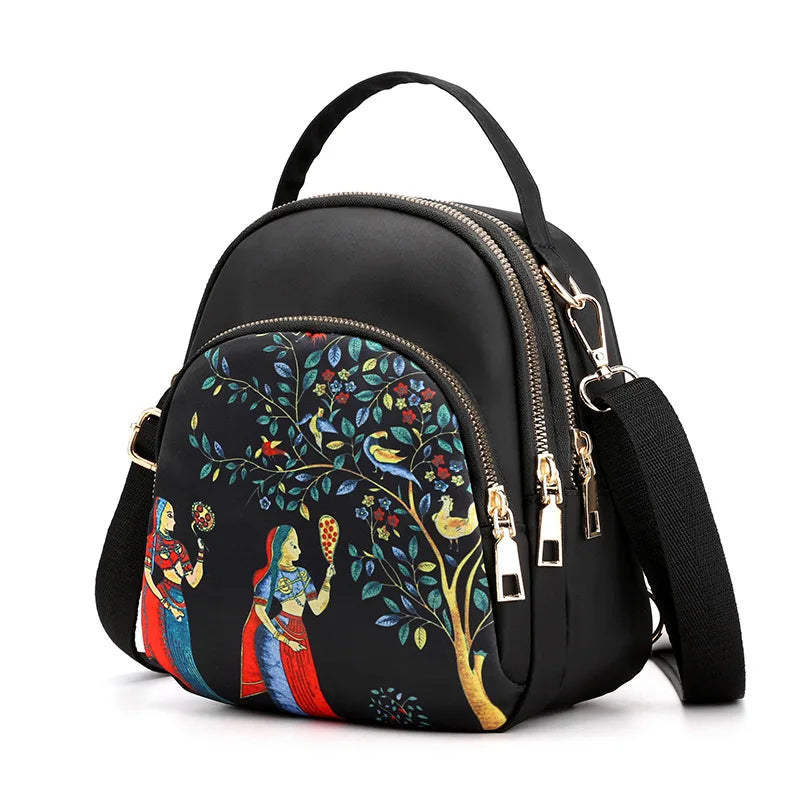 Oxford Cloth Women's Mini Messenger Bag Waterproof Nylon Double Shoulder Handbag