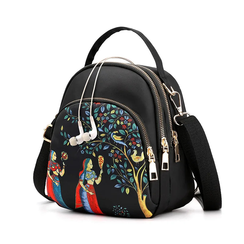 Oxford Cloth Women's Mini Messenger Bag Waterproof Nylon Double Shoulder Handbag