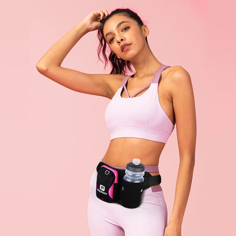 Running Waist Bag with Water Bottle - Phone Pocket - Hiking Camping Fanny Pack