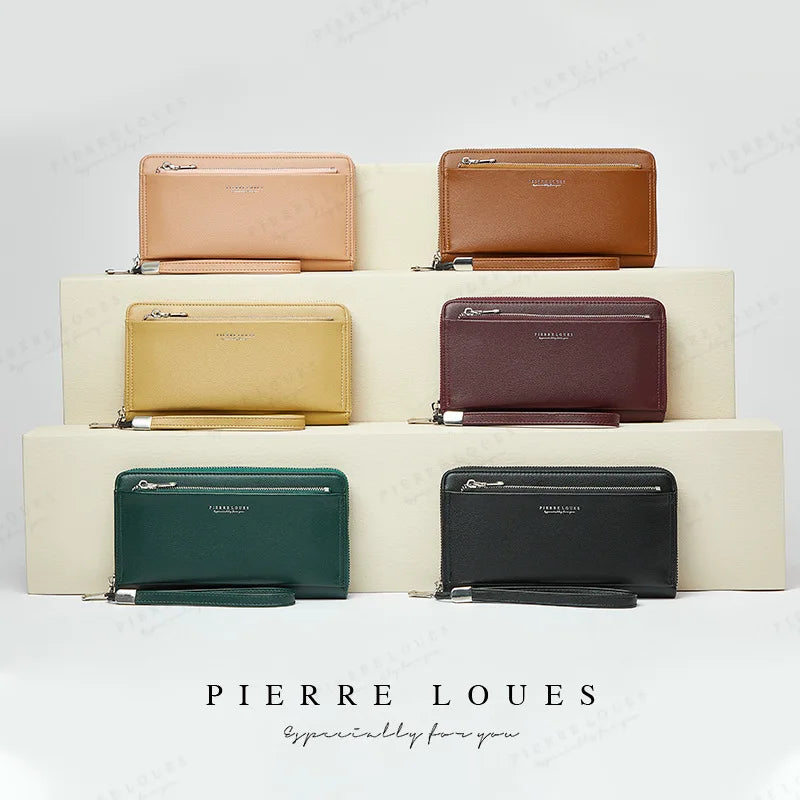 PIERRELOUES Long Clutch Wallet Large Capacity Women Purse Lady Purses Phone Pock