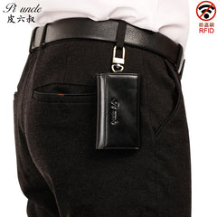 PIUNCLE High Natural Cowhide Men's Zipper Wallet Key Holder Vintage Car Key