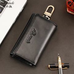 PIUNCLE High Natural Cowhide Men's Zipper Wallet Key Holder Vintage Car Key