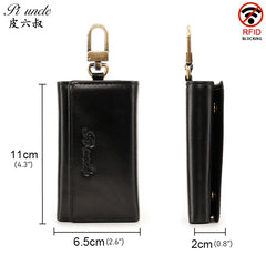 PIUNCLE High Natural Cowhide Men's Zipper Wallet Key Holder Vintage Car Key