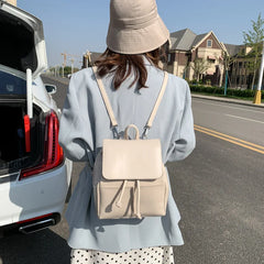 PU Backpacks Women Style String Little Rucksack Lady Big Capacity