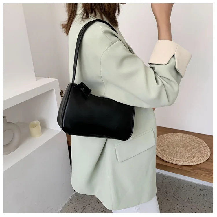 PU Underarm Bag Zipper French Handbag