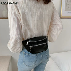PU Chain Hip Packs Fanny Pack Multifunction Waist Bag Shoulder Bag Women's Belt