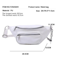 PU Chain Hip Packs Fanny Pack Multi-function Lady Waist Bag