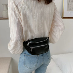 PU Chain Hip Packs Fanny Pack Multi-function Lady Waist Bag