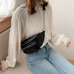 PU Chain Hip Packs Fanny Pack Multi-function Lady Waist Bag