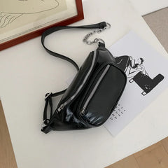 PU Chain Hip Packs Fanny Pack Multi-function Lady Waist Bag