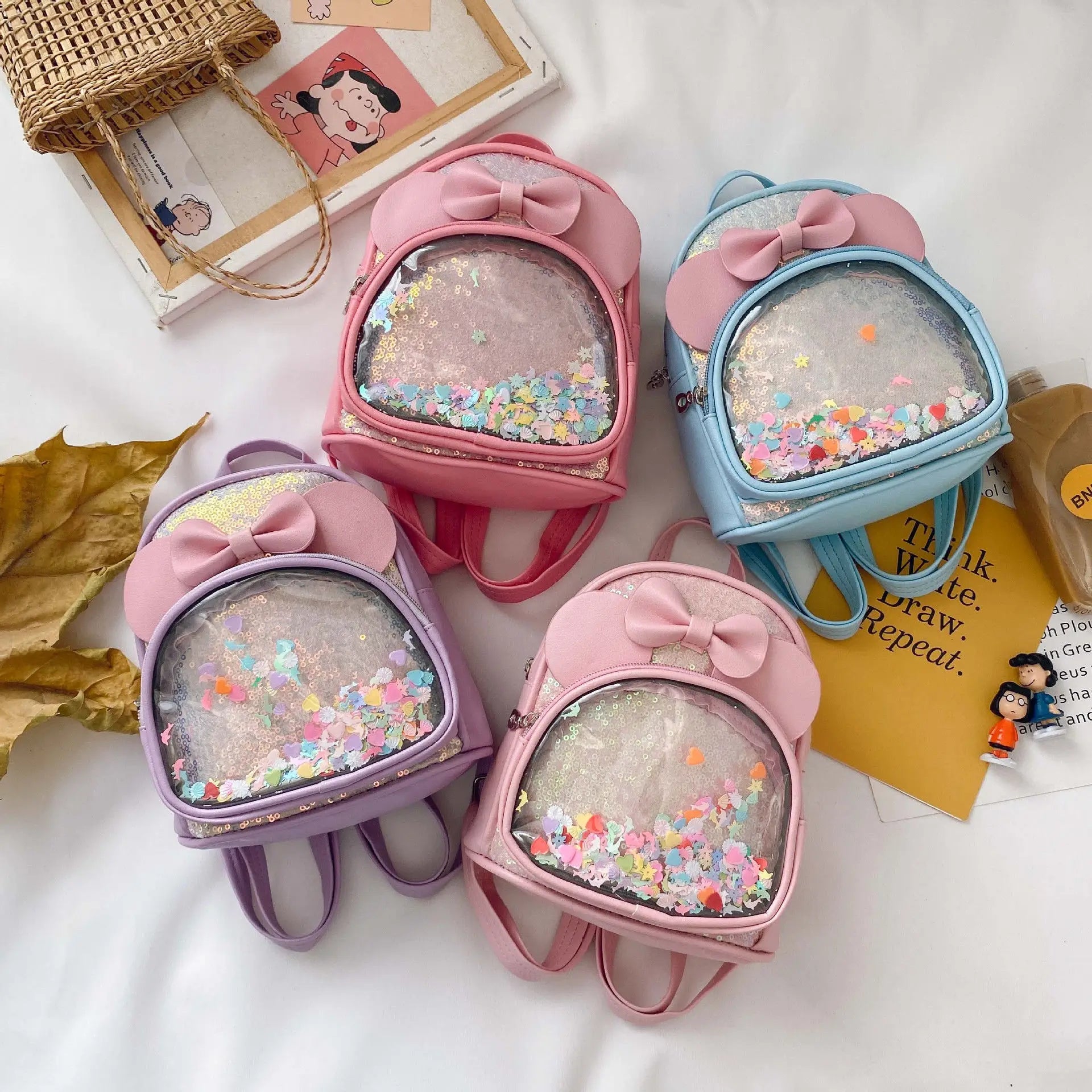 PU Children's Leather School Bags Kids Student Backpacks Toddler Kindergarten