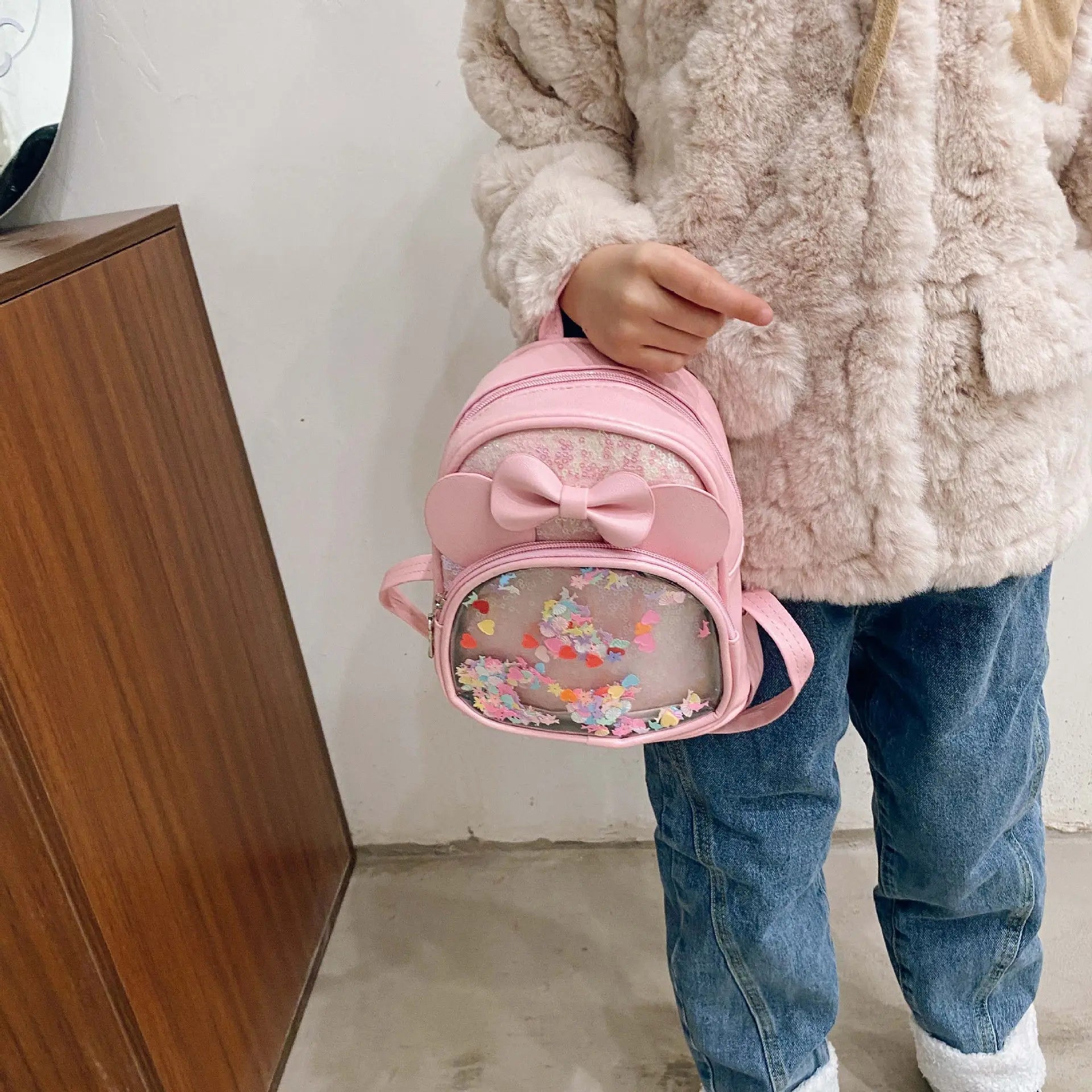 PU Children's Leather School Bags Kids Student Backpacks Toddler Kindergarten