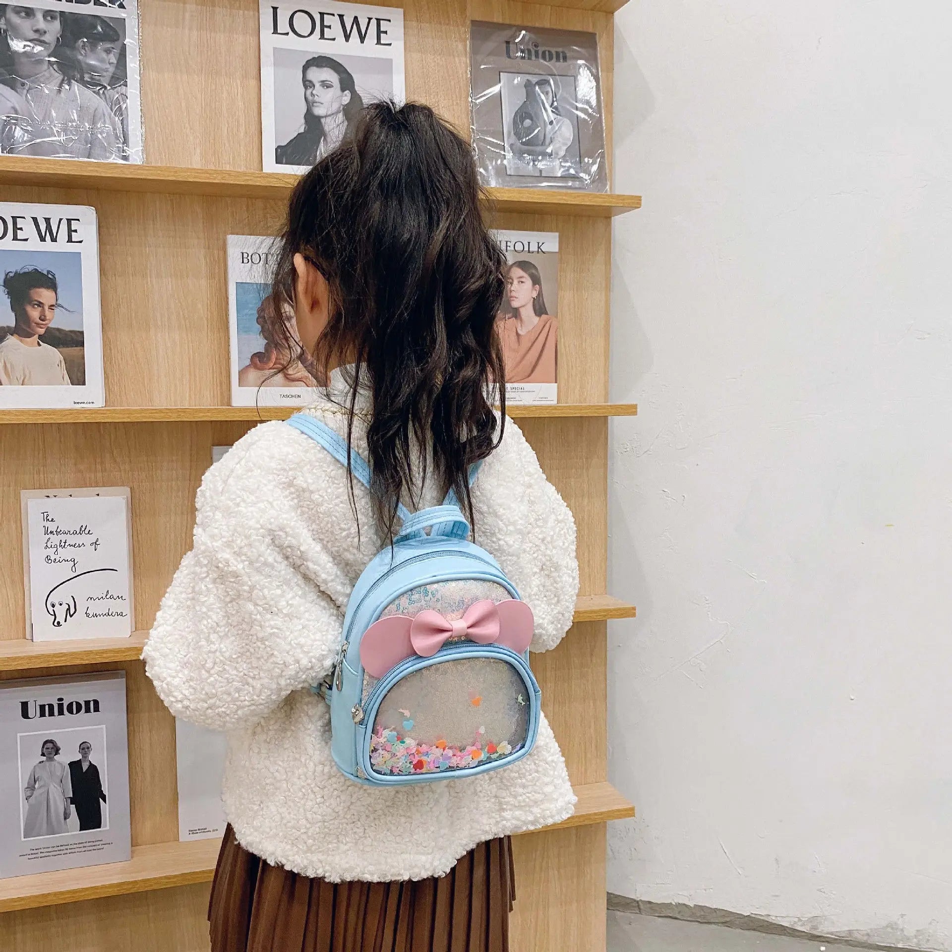 PU Children's Leather School Bags Kids Student Backpacks Toddler Kindergarten