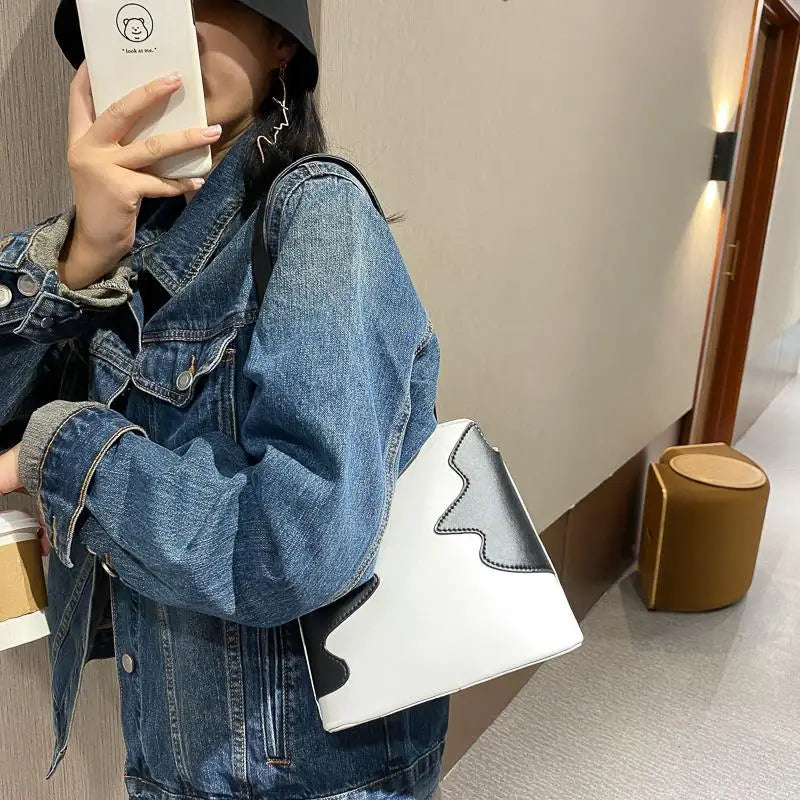 PU Cow Pattern Mini Shoulder Bag Women Underarm Tote Bags Ins Style Summer Haraj