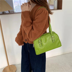 Green Leather Women Shoulder Bag Vintage Tote Handbag