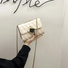 PU Flap Shoulder Bags Women Thread Casual Chain Ins Harajuku OL Purse Satchel
