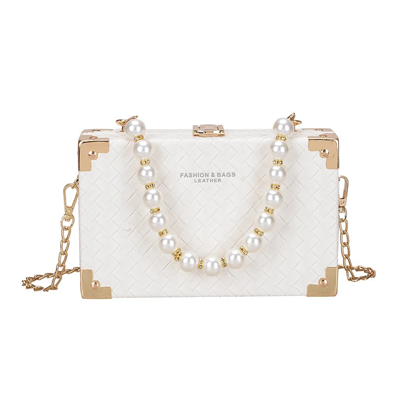 PU Knitting Box Tote Bag High-quality Leather Chain Shoulder Messenger Bag