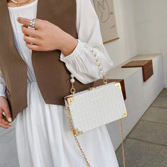PU Knitting Box Tote Bag High-quality Leather Chain Shoulder Messenger Bag