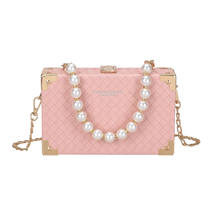 PU Knitting Box Tote Bag High-quality Leather Chain Shoulder Messenger Bag