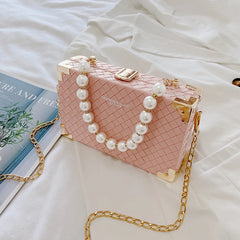 PU Knitting Box Tote Bag High-quality Leather Chain Shoulder Messenger Bag
