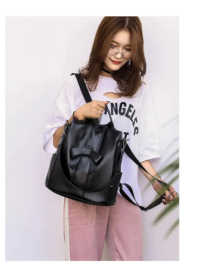 PU Ladies Leather Backpack Women Shoulder Backpack Teenage Girl School Bag