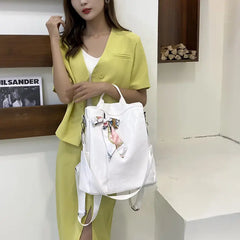 PU Ladies Leather Shoulder Backpacks Women Travel Bags Silk Scarf