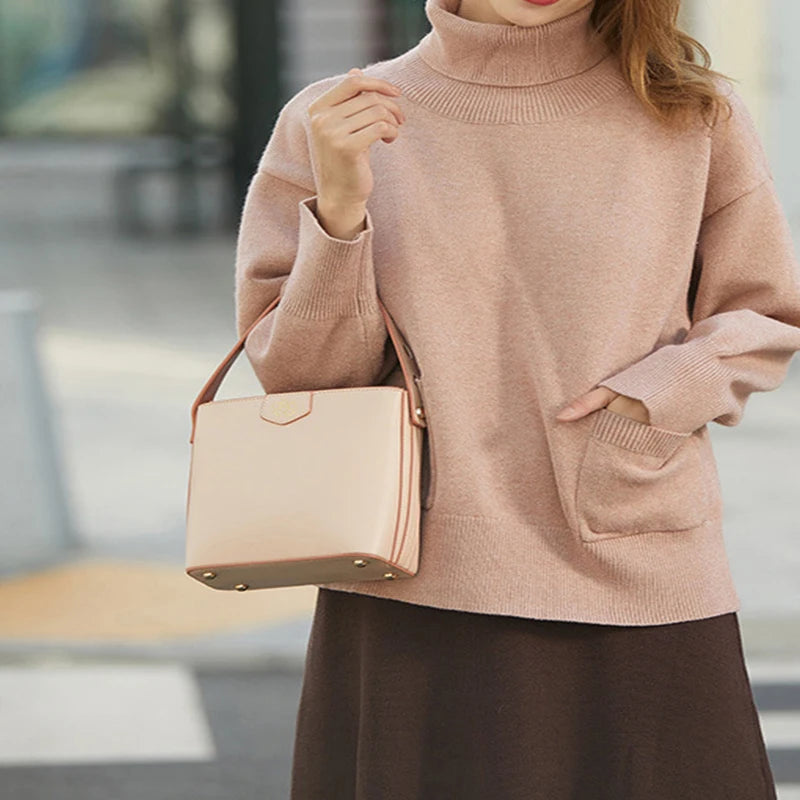 Soft-Faced Handbag Women's Zipper Crossbody Bag High-quality Solid Design